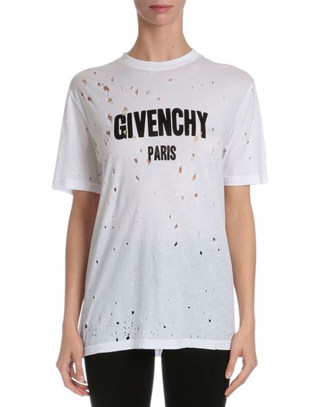 givenchy white t shirt distressed|Givenchy signature t shirt.